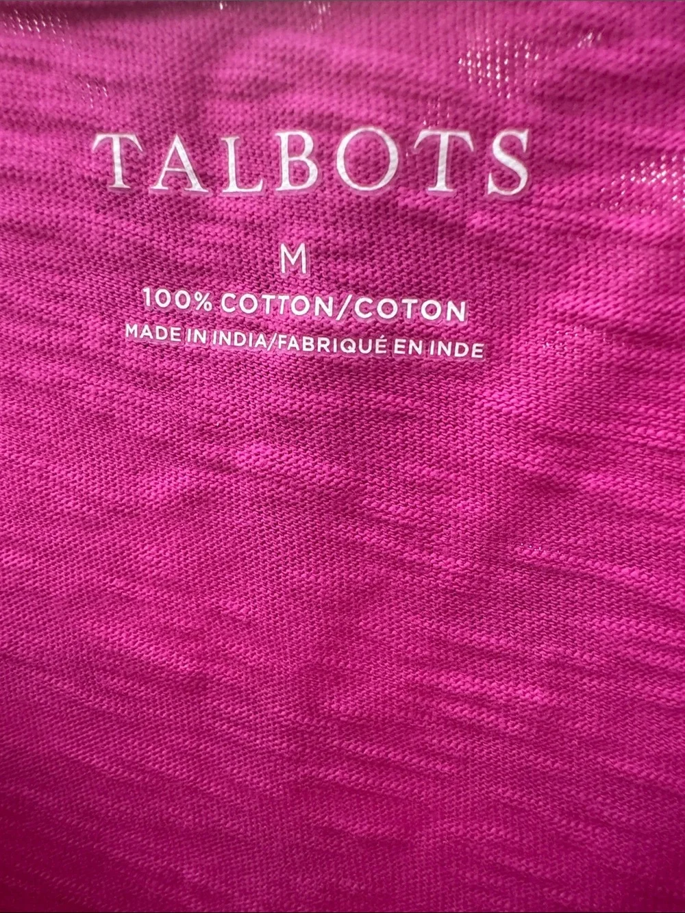 Talbots Bright Magenta V-Neck Short Sleeve Tee